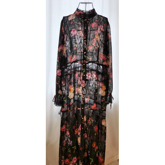 Black Flowers Natural Silk dress