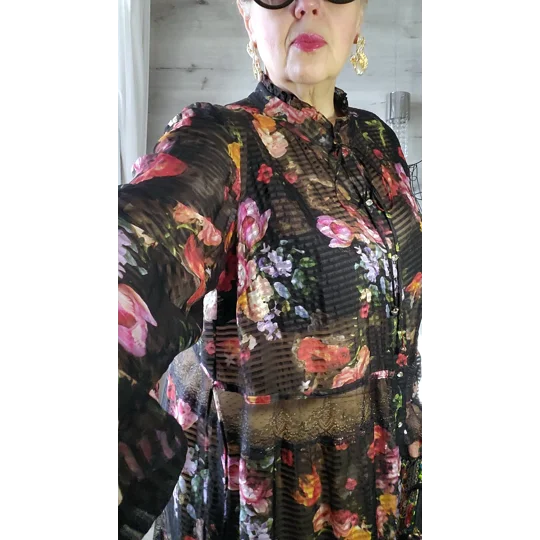 Black Flowers Natural Silk dress