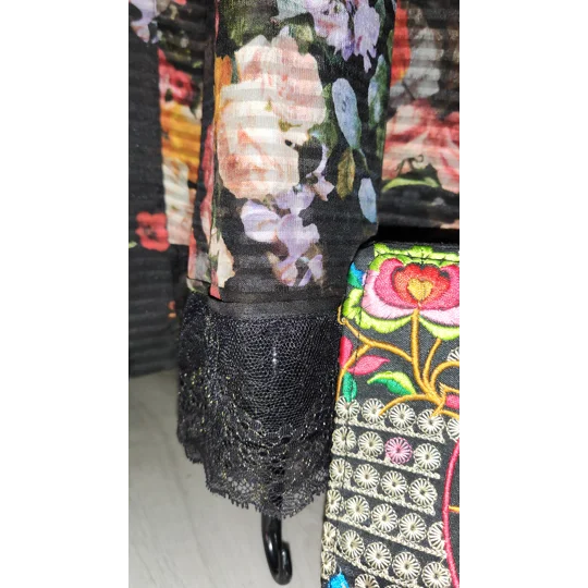 Black Flowers Natural Silk dress