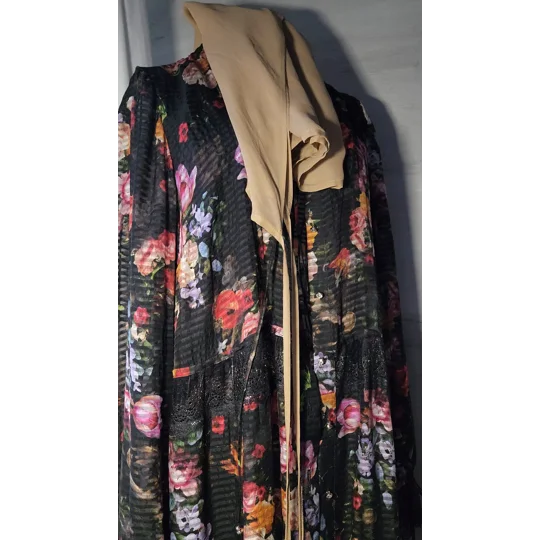 Black Flowers Natural Silk dress
