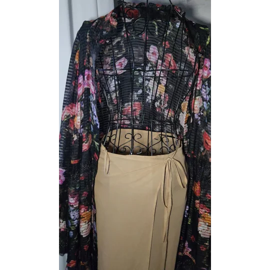 Black Flowers Natural Silk dress