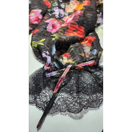 Black Flowers Natural Silk dress
