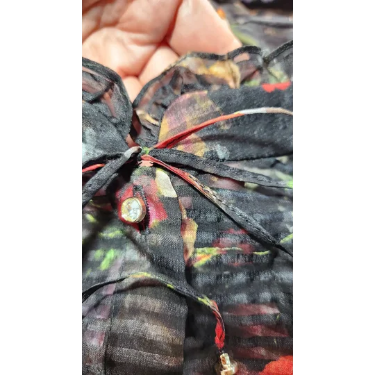 Black Flowers Natural Silk dress