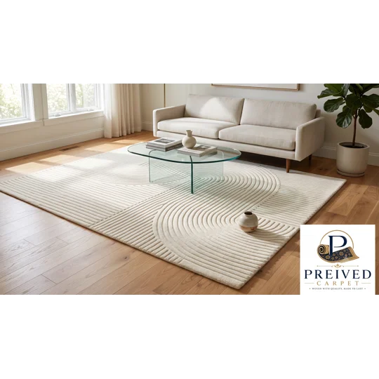 PREIVED CARPET Premium Hand-Tufted Pure Wool Area Rug | Modern Geometric Sculpted Design | SAMPLE ON