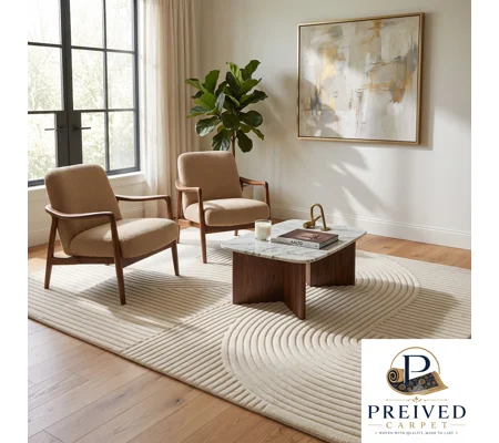 PREIVED CARPET Premium Hand-Tufted Pure Wool Area Rug | Modern Geometric Sculpted Design | SAMPLE ON