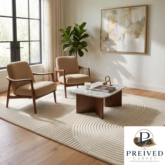 PREIVED CARPET Premium Hand-Tufted Pure Wool Area Rug | Modern Geometric Sculpted Design | SAMPLE ON