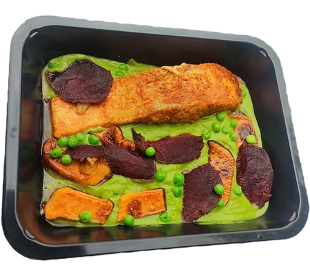 Zalmfilet met erwtenpuree