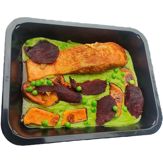Zalmfilet met erwtenpuree