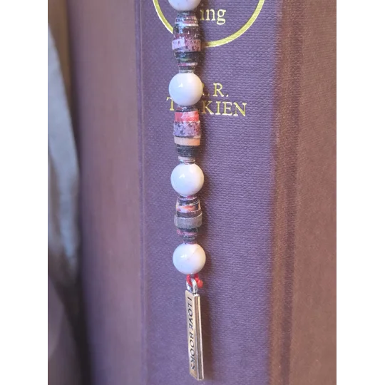 Dusty Rose beaded Bookmark