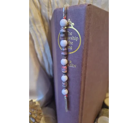 Dusty Rose beaded Bookmark