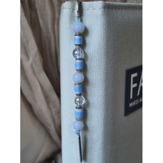 Iridescent Blue beaded Bookmark