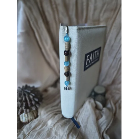 Natural & Blue beaded Bookmark