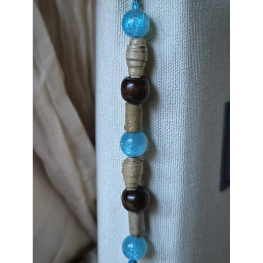 Natural & Blue beaded Bookmark