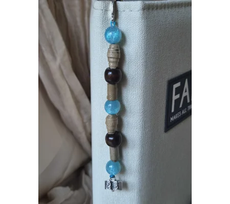 Natural & Blue beaded Bookmark