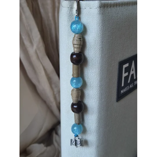 Natural & Blue beaded Bookmark