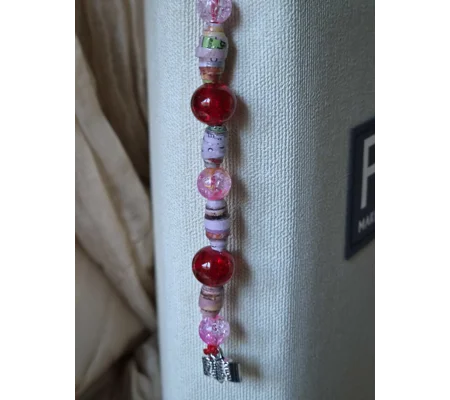 Cherry Red beaded Bookmark