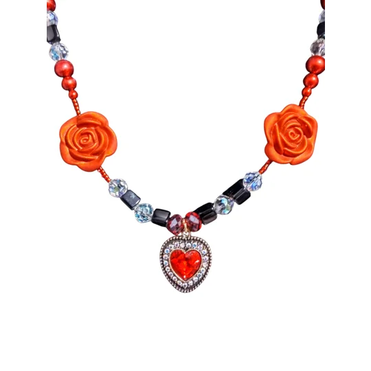 Handmade Fade to Red Rose Beaded Necklace-Black Red and Black Beaded Necklace