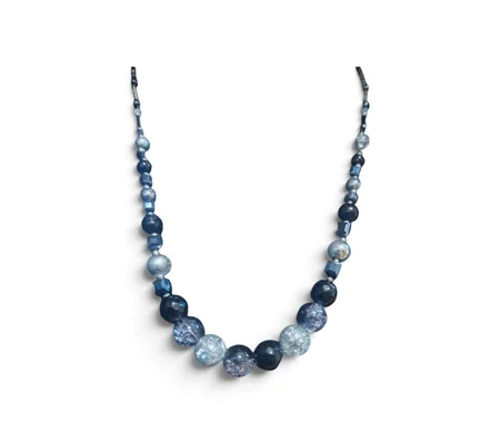 Handmade Stormy Skies Beaded Necklace-Black Dark blue and Black Necklace