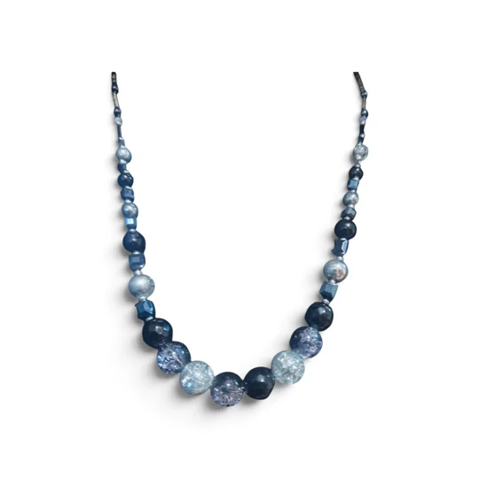 Handmade Stormy Skies Beaded Necklace-Black Dark blue and Black Necklace