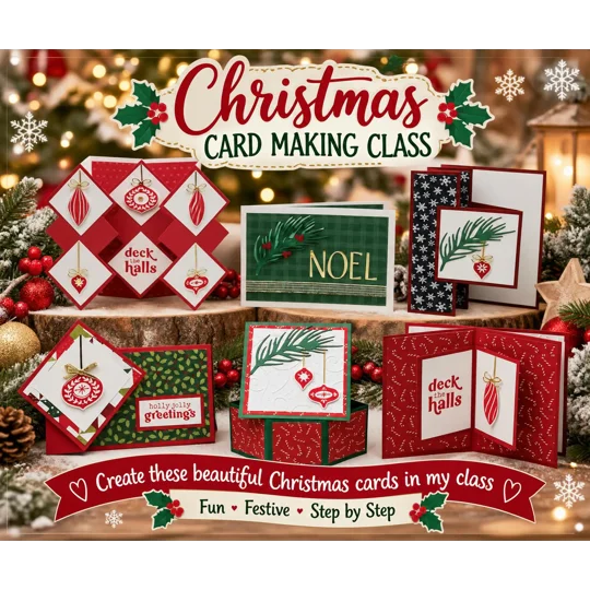Create these 6 Home for Christmas projects in a step-by-step YouTube live tutorial using your own equipment in the comfort of your home.