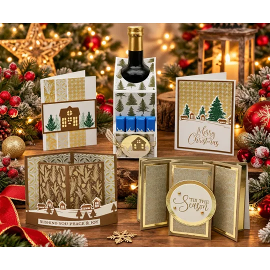 Noel, 28th November Five Christmas Card Class - PDF & live YouTube Tutorial.