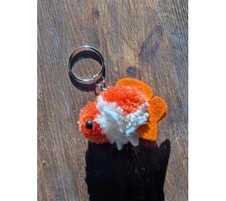 Porte-clé Pompon Poisson Rouge
