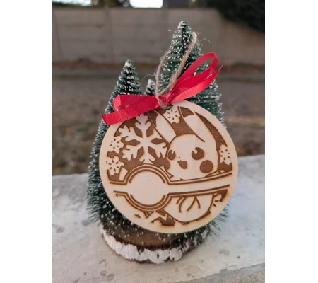 Déco de Sapin Gravé sur bois Pikachu