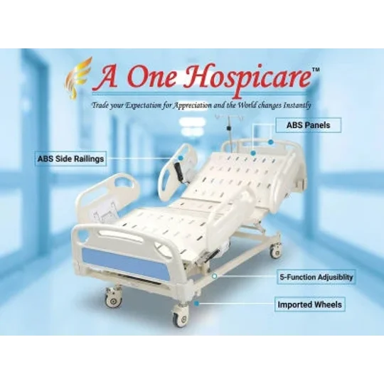 A One Hospicare Remortized Icu Bed 5 Functional Abs Pannels And Raillings Imp Wheels Iv Rod