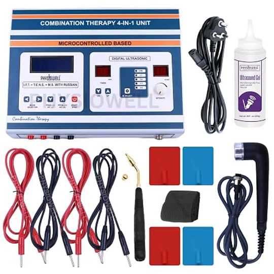 4 in 1 Ultrasonic IFT Tens MS Physiotherapy Machine Electrotherapy Combo for Pain Relief Device Phys