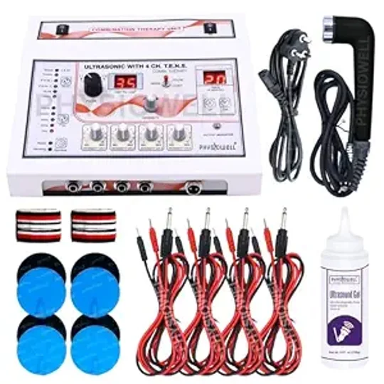 4 Channel Tens with Ultrasonic Physiotherapy Machine Electrotherapy Combo for All Pain Relief Device