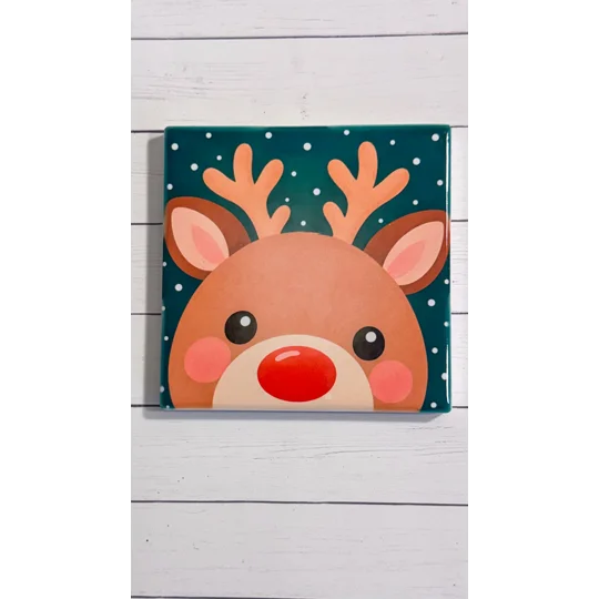 Christmas Cheer Ceramic Coaster Set of 4 | Cute Holiday Character Coasters