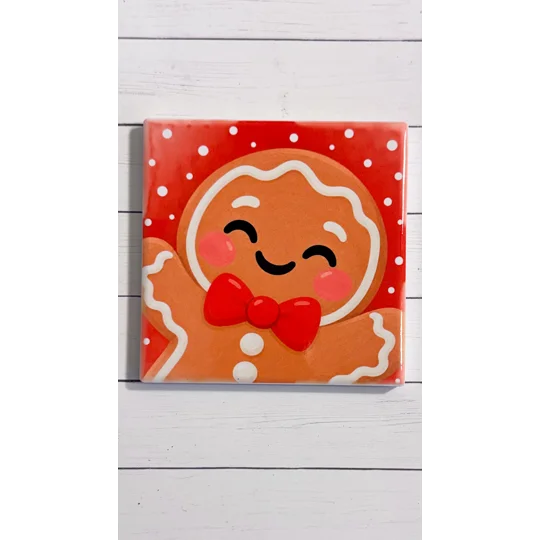 Christmas Cheer Ceramic Coaster Set of 4 | Cute Holiday Character Coasters
