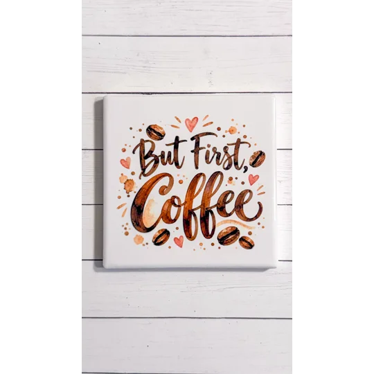 Coffee Lovers Ceramic Coaster Set of 4 | Coffee-Themed Drink Coasters