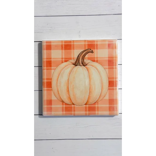 Autumn Harvest Ceramic Coaster Set of 4 | Fall Pumpkin & Sunflower Coasters