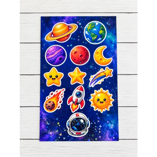 Space Holographic Stickers Sheet