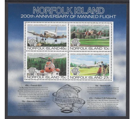 Norfolk Island 1983 Manned Flight MS MUH
