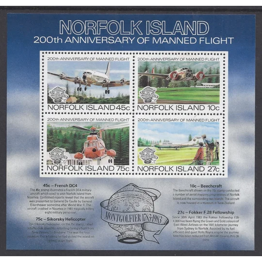 Norfolk Island 1983 Manned Flight MS MUH