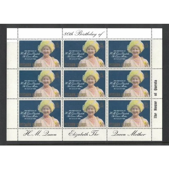 Pitcairn 1980 Queens Mother Sheetlet MUH