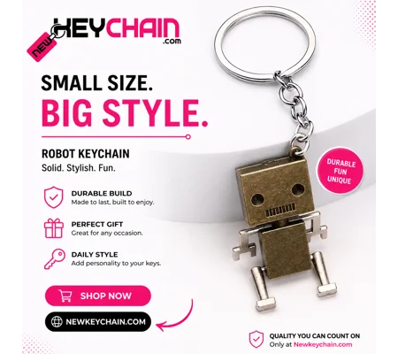 Vintage Robot Metal Keychain