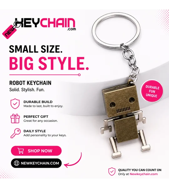 Vintage Robot Metal Keychain