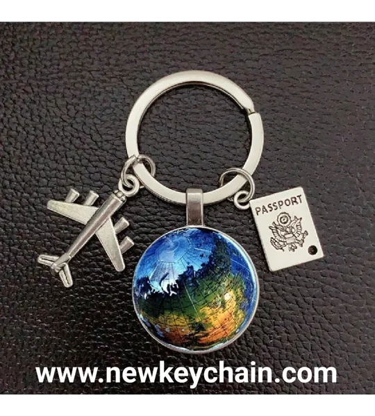Blue World Travel Passport Keychain