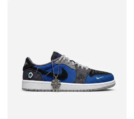 Air Jordan 1 Low SE Special Edition Patchwork / Craft (Royal Blue / Silver Charm)