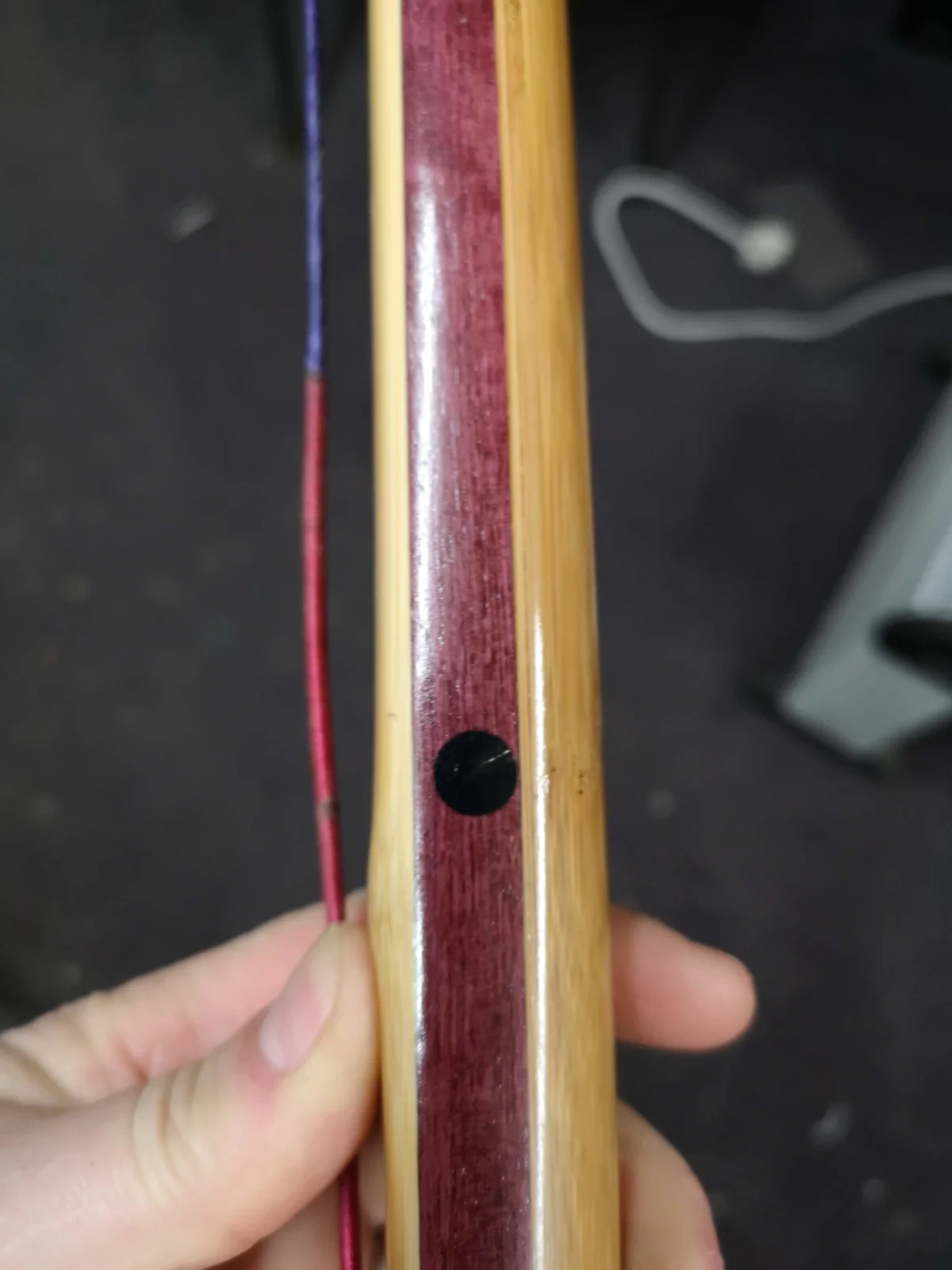 A bamboo-backed English longbow made by Heritage Longbows