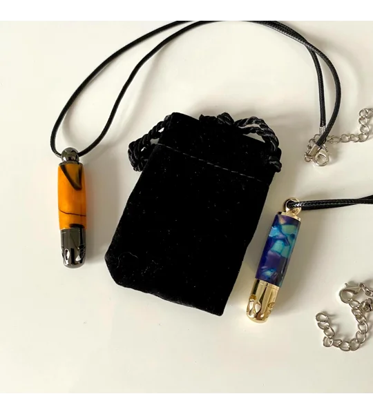 Acrylic Aromatherapy Necklace: Hand turned health and well-being pendant, essential oils