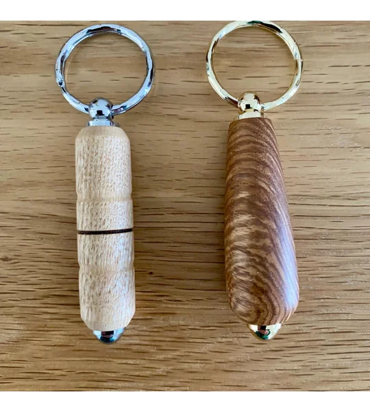 Wooden hand turned keyring, keychain gift