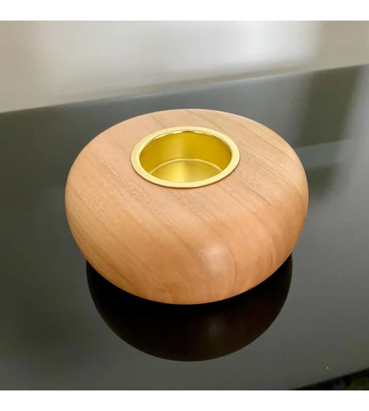 Turned tealight holder: Handmade wooden candle holder