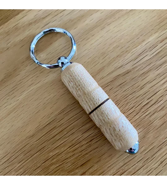 Wooden hand turned keyring, keychain gift