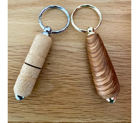 Wooden hand turned keyring, keychain gift