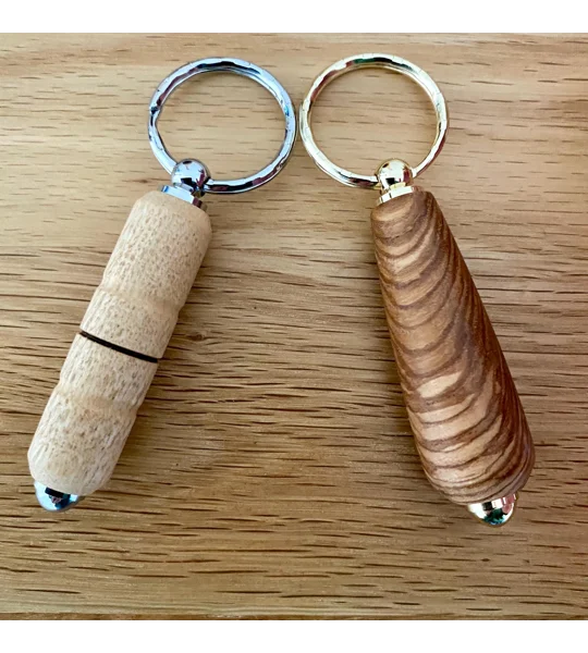 Wooden hand turned keyring, keychain gift