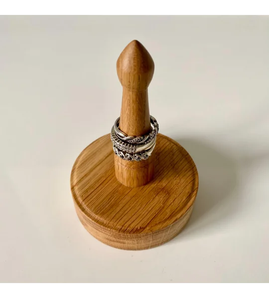 Hand Turned Ring Tree: Solid Oak Ring Keeper